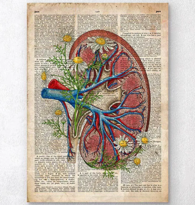 Niere mit Blumen - Alte Wörterbuchseite | Codex Anatomicus Discount