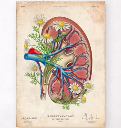 Niere mit Blumen - Altes Papier | Codex Anatomicus Outlet