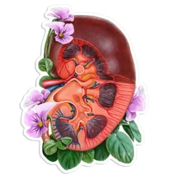 Nieren Anatomie Aufkleber - Floral | Codex Anatomicus Online