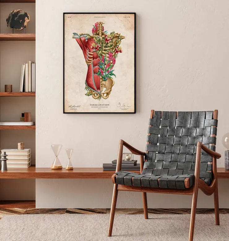 Rumpfmuskulatur und Knochen - Floral - Vintage | Codex Anatomicus Hot
