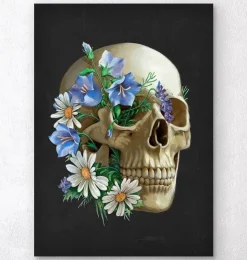 Schädel Anatomie - Floral - Schwarz | Codex Anatomicus Clearance