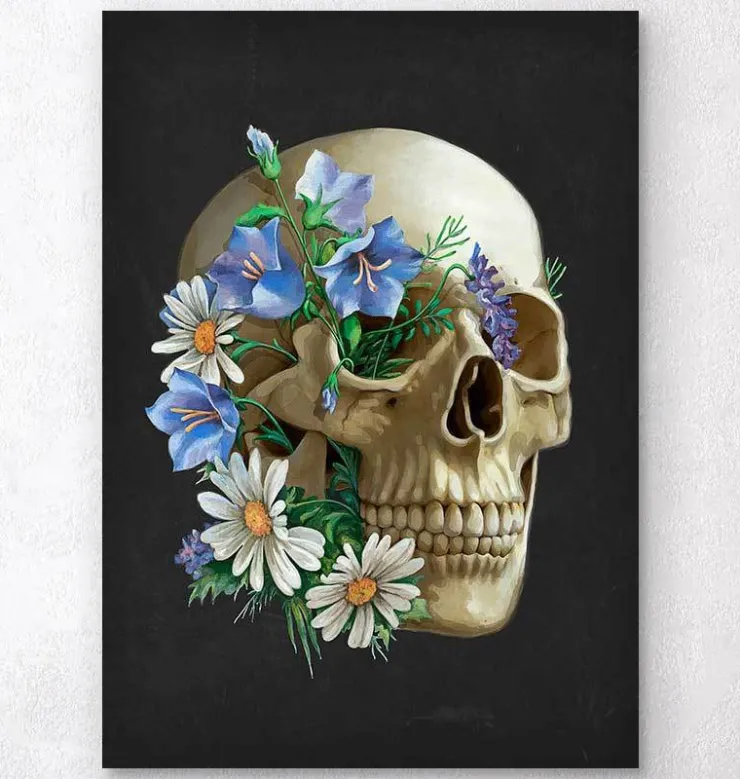 Schädel Anatomie - Floral - Schwarz | Codex Anatomicus Clearance