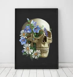 Schädel Anatomie - Floral - Schwarz | Codex Anatomicus Clearance