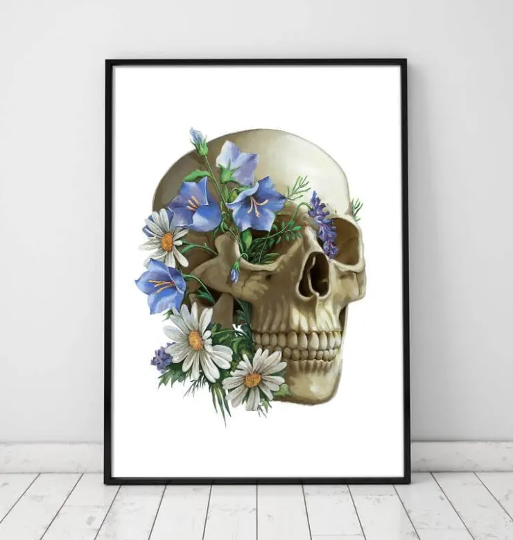Schädel Anatomie - Floral - Weiß | Codex Anatomicus Clearance