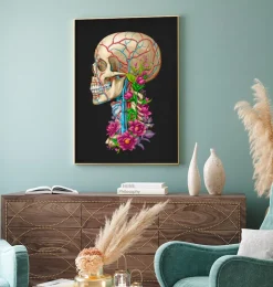 Schädel Anatomie II - Floral - Schwarz | Codex Anatomicus Outlet