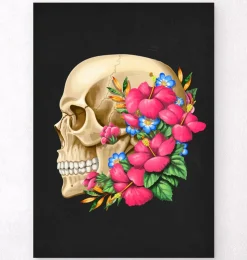 Schädel Anatomie III - Floral - Schwarz | Codex Anatomicus Hot