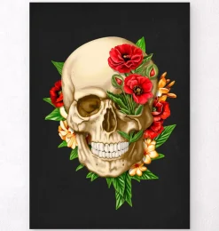 Schädel Anatomie IV - Floral - Schwarz | Codex Anatomicus New