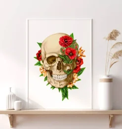 Schädel Anatomie IV - Floral - Weiß | Codex Anatomicus Best
