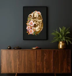 Schädel Anatomie V - Floral - Schwarz | Codex Anatomicus Discount
