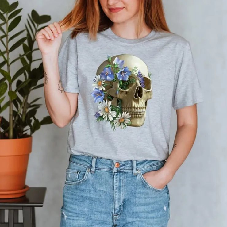 Schädel Unisex T-Shirt - Floral | Codex Anatomicus Discount
