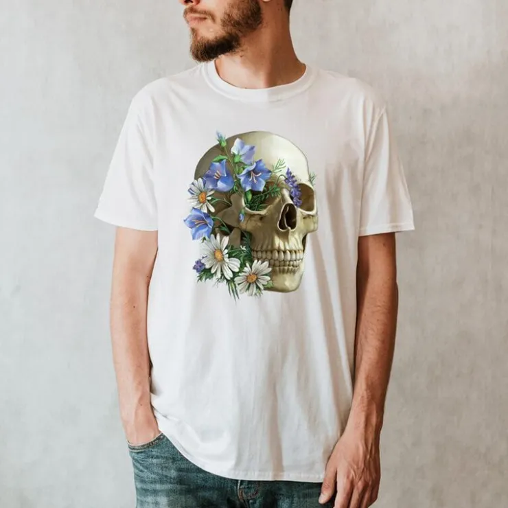 Schädel Unisex T-Shirt - Floral | Codex Anatomicus Discount