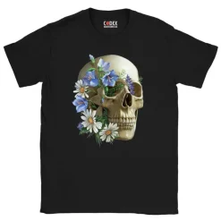 Schädel Unisex T-Shirt - Floral | Codex Anatomicus Discount