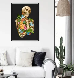 Skelett Anatomie - Floral - Schwarz | Codex Anatomicus New