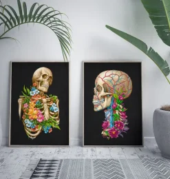 Skelett Anatomie - Floral - Schwarz | Codex Anatomicus New