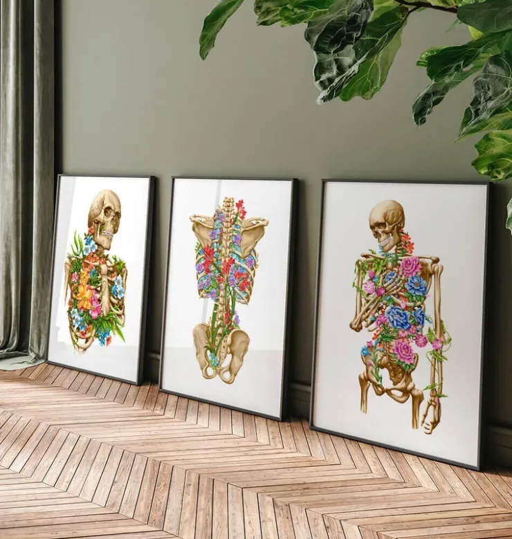 Skelett Anatomie - Floral - Weiß | Codex Anatomicus Outlet