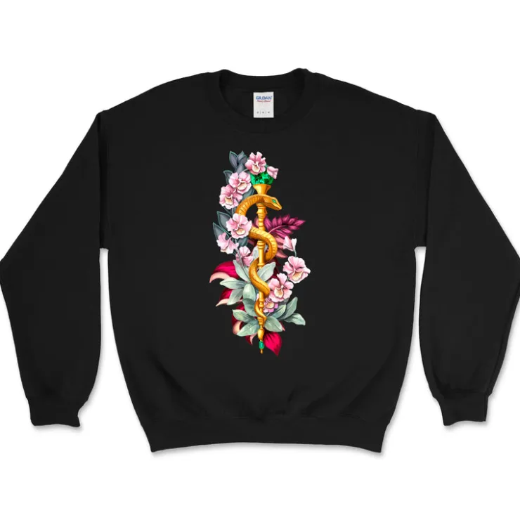 Äskulapstab Unisex Sweatshirt - Floral | Codex Anatomicus New