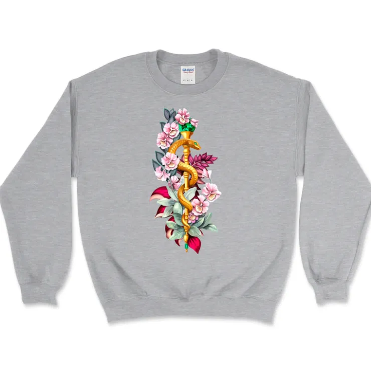 Äskulapstab Unisex Sweatshirt - Floral | Codex Anatomicus New