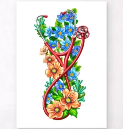 Stethoskop mit Blumen - Weiß | Codex Anatomicus Online