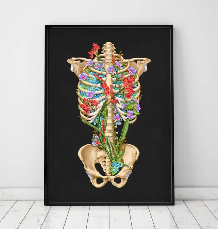 Thorax Anatomie II - Floral - Schwarz | Codex Anatomicus New