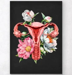 Uterus Anatomie - Floral - Schwarz | Codex Anatomicus Best