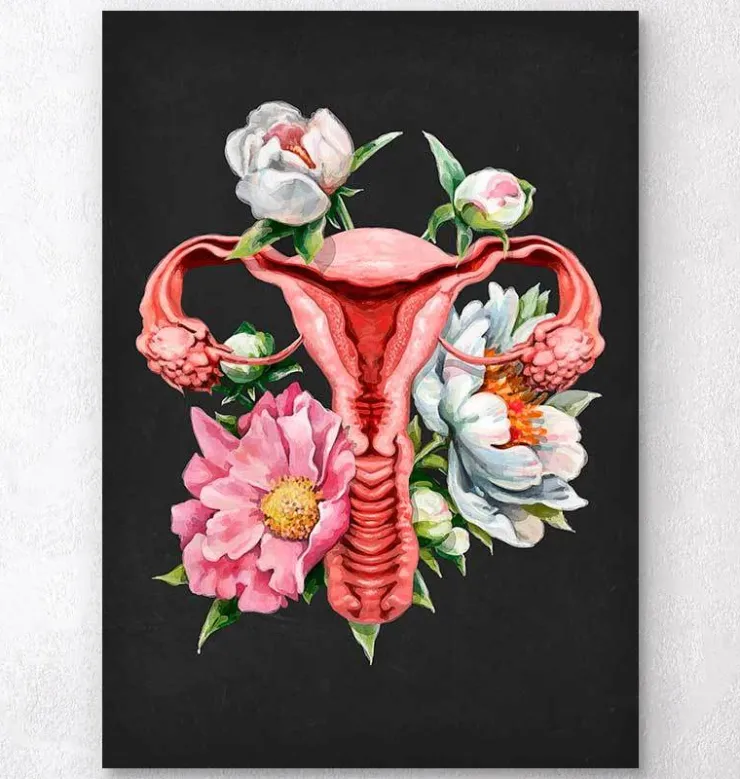 Uterus Anatomie - Floral - Schwarz | Codex Anatomicus Best