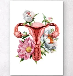 Uterus Anatomie - Floral - Weiß | Codex Anatomicus Hot