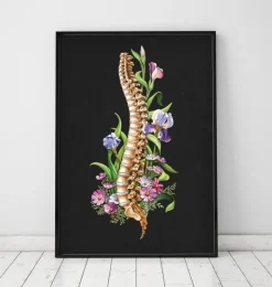 Wirbelsäulen Anatomie - Floral - Schwarz | Codex Anatomicus Fashion